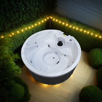 Bain à remous extérieur moderne avec système de contrôle Balboa, baignoire autoportante argentée, portable, pour usage domestique, écologique, en acier inoxydable