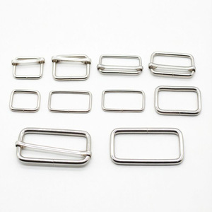 Hebilla deslizante metálica plateada con anillo en D cuadrado ajustable para accesorios de hardware de bolsos - Product Image 3
