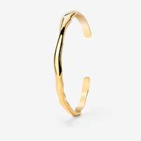 LUCKYJIU Fabricant de bijoux sur mesure en gros, bracelet manchette ondulé en acier inoxydable plaqué or 18 carats, résistant à l'eau et à la ternissure