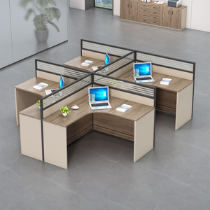 Escritorio Ejecutivo Modular Moderno Comercial para 4 Personas, Estación de Trabajo Portátil para Oficina o Escuela, Sillas, Mesas, Partición Inferior - Product Image 4