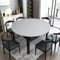 BY261013 Nappe ronde ajustée avec bord élastique, motif marocain, imperméable, anti-taches, protection de table pour restaurant et cuisine