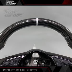 Volant sport en fibre de carbone personnalisé avec poignées en microfibre et support LED pour <span class=keywords><strong>Audi</strong></span> <span class=keywords><strong>A4</strong></span> S4 A5 S3 Q5 2016-2022 Avant <span class=keywords><strong>40</strong></span> <span class=keywords><strong>TFSI</strong></span> - Product Image 3