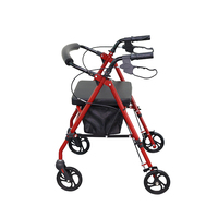 Sortie d'usine Rollator marcheur pliant Patient Portable réglable Shopping médical extérieur en acier déambulateur marcheur avec siège