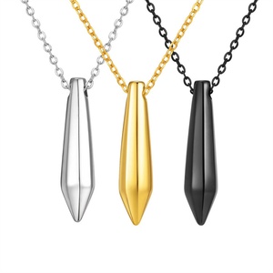 Gold-Plated Stainless Steel Bullet Head Pendant <b>Necklace</b> Claw Inlay Geometric Link Chain <b>for</b> Women <b>Men</b> <b>for</b> Christian - Product Image 2