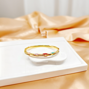 Gold Plated Stainless Steel <b>Bracelet</b> With Colorful Inlays And Rhinestones For Women Fashion Jewelry - Product Image 3