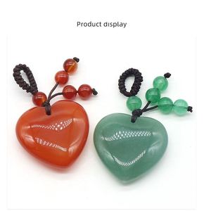 Agate Crystal 30mm Love Woven <b>Key</b> <b>Chain</b> Pendant Heart Natural Stone Heart Pendant <b>Key</b> <b>Chain</b> - Product Image 3