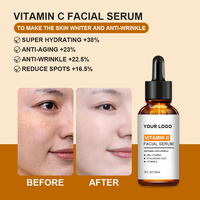 Sérum à la vitamine C avancée formule personnalisée à l'acide L-ascorbique stable pour tous les types de peau réduit le collagène pour le visage ginseng organique à base de plantes