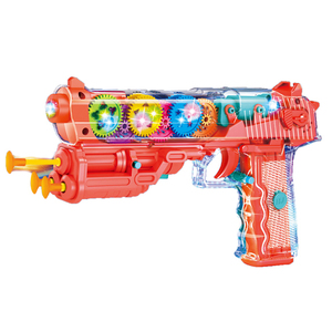 Pistolet à vibrations à engrenages transparents jouet électrique clignotant <span class=keywords><strong>Bo</strong></span> <span class=keywords><strong>concept</strong></span> drôle pistolets jouets avec lumière et musique - Product Image 1