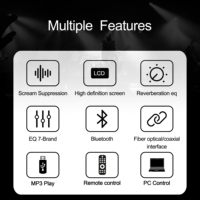 Système audio métallique avec fonction de tonalité clé, égaliseur graphique 7 bandes et éclairage, équipement audio