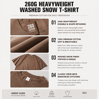 Zwaargewicht oversized unisex 260gsm gewassen vintage 100% katoenen T-shirt effen gebreid blank casual heren T-shirt