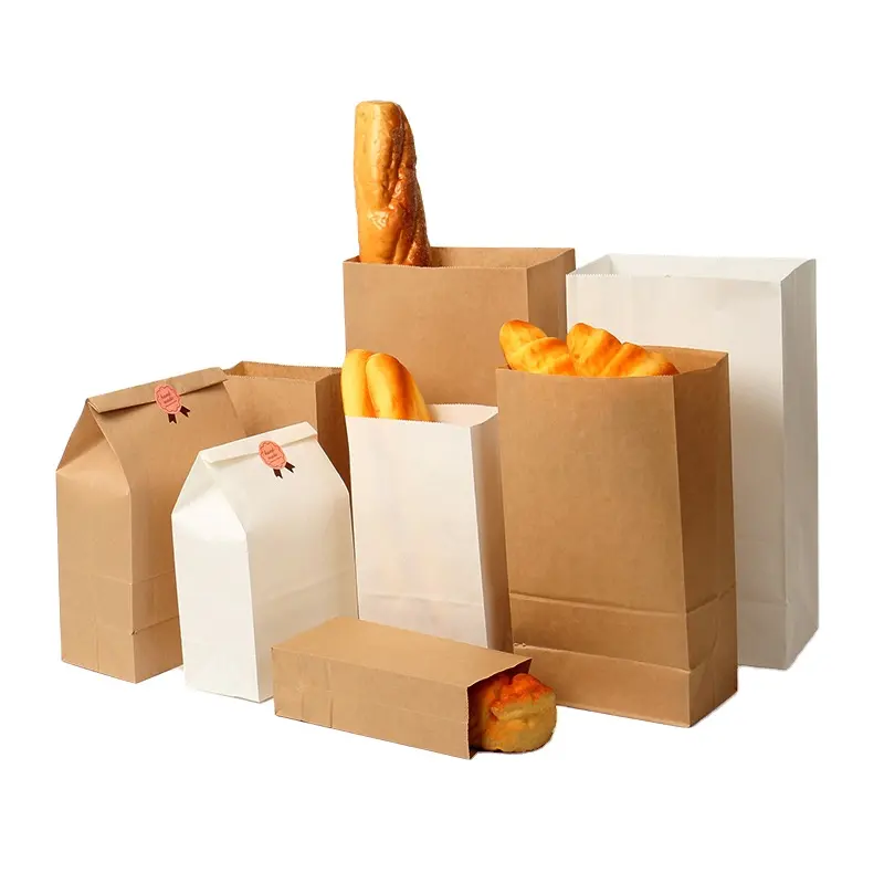 Commercio all'ingrosso per uso alimentare personalizzato stampato lungo pane sacchetto marrone baguette carta kraft francese panificio sacchetti di pane con finestra