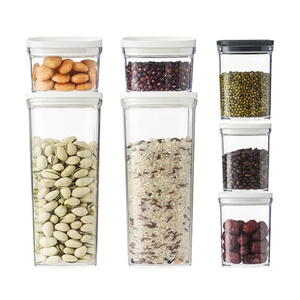 Transparent High Capacity Square Plastic Storage Jars Waterproof and Decorative DIY Sticker Fridge <b>Kitchen</b> Food Storage - Product Image 1