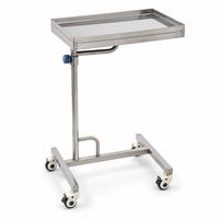 Support de plateau pour instruments chirurgicaux en acier inoxydable SUS304 à barre unique, hauteur réglable 940-1200 mm avec 4 roulettes à frein