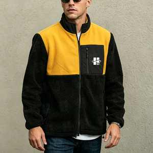 Chaqueta polar con cremallera completa al por mayor, casual, con cuello alto, de forro polar grueso, con logotipo bordado personalizado, para exteriores, tallas grandes, para hombre - Product Image 3