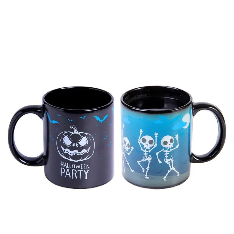 Manufactory Custom Logo Ceramic 11 oz Color Change Coffee Mug Black Magic Cup 15 oz Sublimation Mugs With Handle