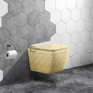 Gold Color Rimless Wall Hung Wc Toilet Porcelain Sanitary Ware Washdown Flushing Wall Hung Toilet - Product Image 6