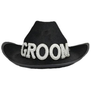 Personnalisé Western femmes perle perlée Fedoras casquettes mariée Cowboy <span class=keywords><strong>chapeau</strong></span> poule <span class=keywords><strong>Mme</strong></span> Cowgirl <span class=keywords><strong>chapeau</strong></span> pour fête de mariage enterrement de vie de jeune fille - Product Image 6