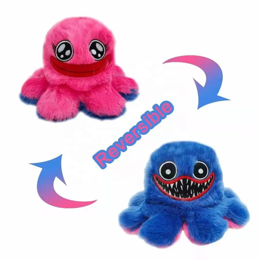 Fabriek Groothandel 20Cm Omkeerbare Huggys Octopus Plushie Speelgoed Flip Stemming Omkeerbare Octopus Knuffel