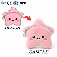 Dompet Koin Boneka Bintang Custom Grosir Bentuk Lucu Dompet Resleting OEM/ODM Kantong Bulu Lembut Unisex Hadiah Anak EN71 CE ASTM CPC