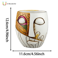 Vase en résine abstraite en forme de visage, pot de fleurs tête humaine Picasso, vase d'art peint à la main, décoration de bureau, ornement de table, cadeau