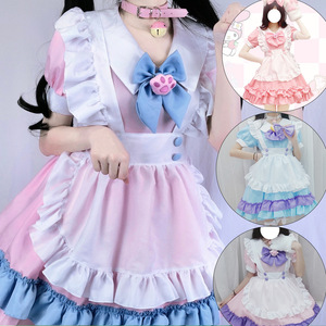 Traje de sirvienta, vestido rosa estilo Lolita, tallas S-4XL, con lazo grande, disfraz de crossdressing para cosplay - Product Image 3