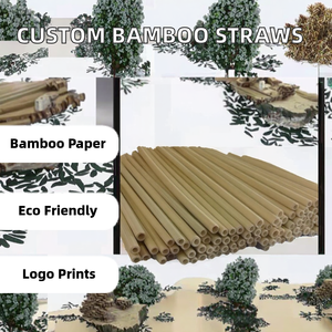 Pailles en bambou jetables écologiques personnalisées avec logo, biodégradables, en fibres naturelles, 6*197mm, pour usage en restaurant - Product Image 2