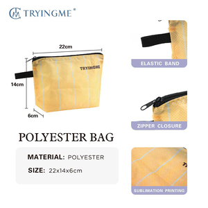 Custom Eco Waterproof Cosmetic Zipper Bags Logo Printed Polyester Toiletry <strong>Pouch</strong> with Zipper Promotion Gift - Product Image 3
