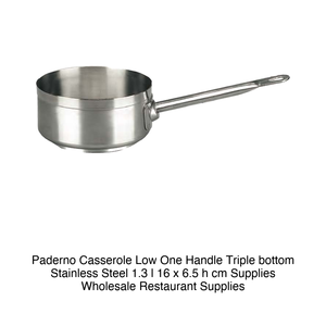 Casserole peu profonde en acier inoxydable Ø 16 cm H 6,5 cm, 1,3 L, fond triple couche Paderno - Product Image 2