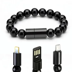 Buddhism Bead Pure Color Bracelet USB Cable Universal Mobile Phone Charger Micro USB Type C Sync Data Fast Charging Cord