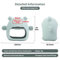 SHUXIN Gant de dentition pour bébé en silicone de qualité alimentaire, bâtonnet de dentition pour massage des gencives et jouet anti-morsure pour nourrissons, cadeau de fête