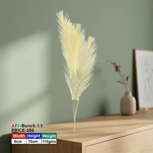 Fábrica de Flores Artificiales, Hierba de Pampas Artificial de Poliéster Hecha a Mano, Decoración Interior para el Año Nuevo Chino, Color Dorado Claro - Product Image 2