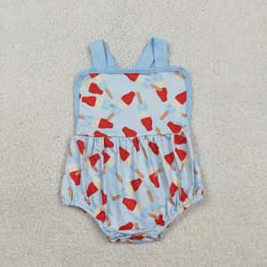 Toddler Boy 4th of July Outfit <b>Short</b> Sleeve T-shirt Top+Popsicle Print Sky Blue Boys <b>Shorts</b> Set <b>Romper</b> Independence Day Clothes - Product Image 3