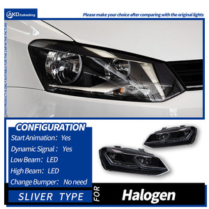 Ensemble de phares pour Volkswagen Polo 2011-2018, phares LED avec couleur froide, 12V, double lentilles L-L et clignotants DRL - Product Image 6