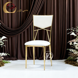 Chaise de mariage élégante et romantique en acier inoxydable doré pour l'ameublement hôtelier, avec coussin en velours/cuir PU pour repas en extérieur - Product Image 2