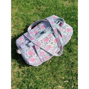 Artisan Cotton Quilted Duffle Bag Handmade With Traditional Block Print Lightweight Spacious And Durable Ideal For <b>Travel</b> Gym - Product Image 4