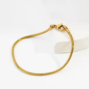Fashion Snake Chain Bracelet Wholesale Stainless Steel 18k Gold Plated Rope Cuban Chain Bracelet Jewelry For Men Boys