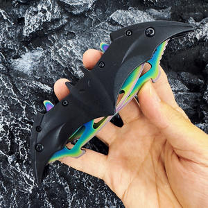 Navaja Plegable de Bolsillo EDC de Acero Inoxidable, Modelo Americano para Adultos, Diseño Batmen, Color Dorado Arcoíris Titanizado - Product Image 2