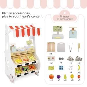 Recién llegado, juego de Frutería y tienda de comestibles para niños con carrito de compras simulado, juguete de madera - Product Image 5