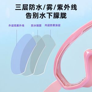 Child Swimming Goggles <b>Large</b> <b>Frame</b> Pc Lens Waterproof Anti Fog Anti Uv Silicone Comfortable - Product Image 1