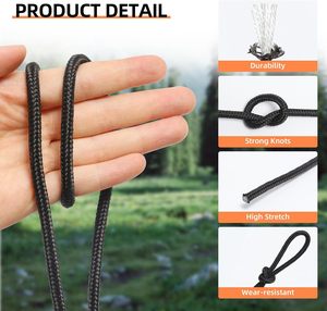 Cuerda de Nailon Negra, Cuerda de Poliéster Resistente para Camping, Senderismo, Tendedero, Atar, Asta de Bandera, Uso Marino, Columpio al Aire Libre - Product Image 2