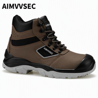 Bottes de travail AIMVVSEC imperméables et respirantes avec embout en acier, tige en cuir véritable, semelle intermédiaire en PU, semelle extérieure antistatique et doublure en maille.