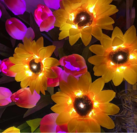 Support lumineux LED pour fleurs, décoration de jardin extérieur, tournesol artificiel LED avec tige de 70 cm, support lumineux LED 110v/220v
