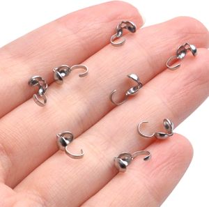 Puntas de cuentas de acero inoxidable extremo abierto plegable sobre calotte pequeñas cubiertas de <span class=keywords><strong>nudo</strong></span> para pulseras collares - Product Image 3