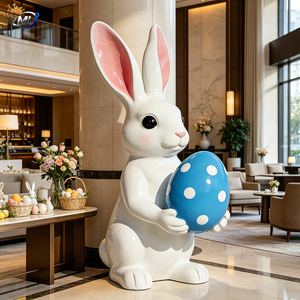 Sculpture de lapin de dessin animé, statue d'animal mignonne pour décoration extérieure en FRP, figurine de lapin, grande statue sur pied, ornement de jardin - Product Image 5