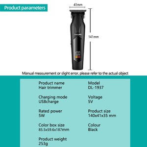 DALING DL-1937 tondeuse à cheveux professionnelle pour hommes et outil de rasage classique noir mat USB rechargeable - Product Image 6