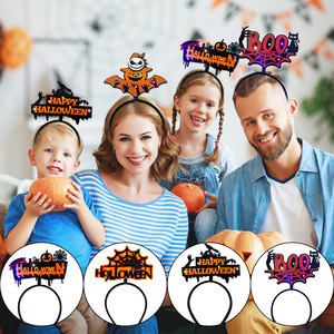 Serre-tête d'Halloween FEIQU, noir, orange, violet, avec nœud, pour fête de la Toussaint, décoration de fête, serre-tête citrouille en PET et feutre - Product Image 1