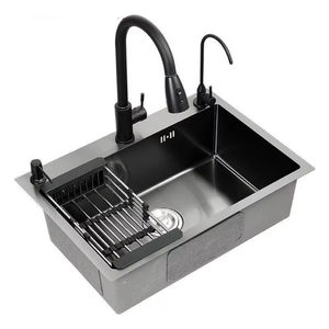 Lavello da <span class=keywords><strong>Cucina</strong></span> Minimalista in Acciaio Inox 304 Rinforzato con Rivestimento Nano Diamantato Nero, Design a Vasca Singola Grande per Casa Moderna/Ristorante - Product Image 3