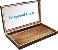 Vitrine de bijoux en verre trempé en bois naturel Boîtes en bois de thé chocolat fromage