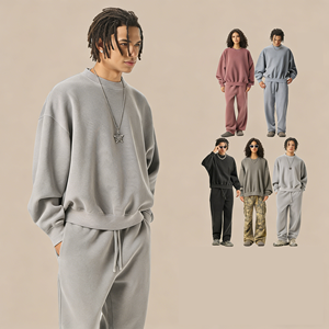 Sudadera de Estilo Cuadrado, Vintage, Lavada, de 350G, con Forro Polar, Gruesa, Cuello Redondo, Personalizable con Logotipo Impreso o Bordado - Product Image 2