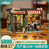 Casa de Flores en Miniatura, Modelo de Construcción DIY Creativo Hecho a Mano, Casa de Madera Estéreo Ensamblada, 19x13x14.8cm